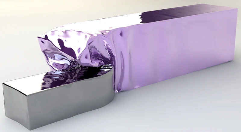 Eyal Gever’s silver and lavender collision sculpture