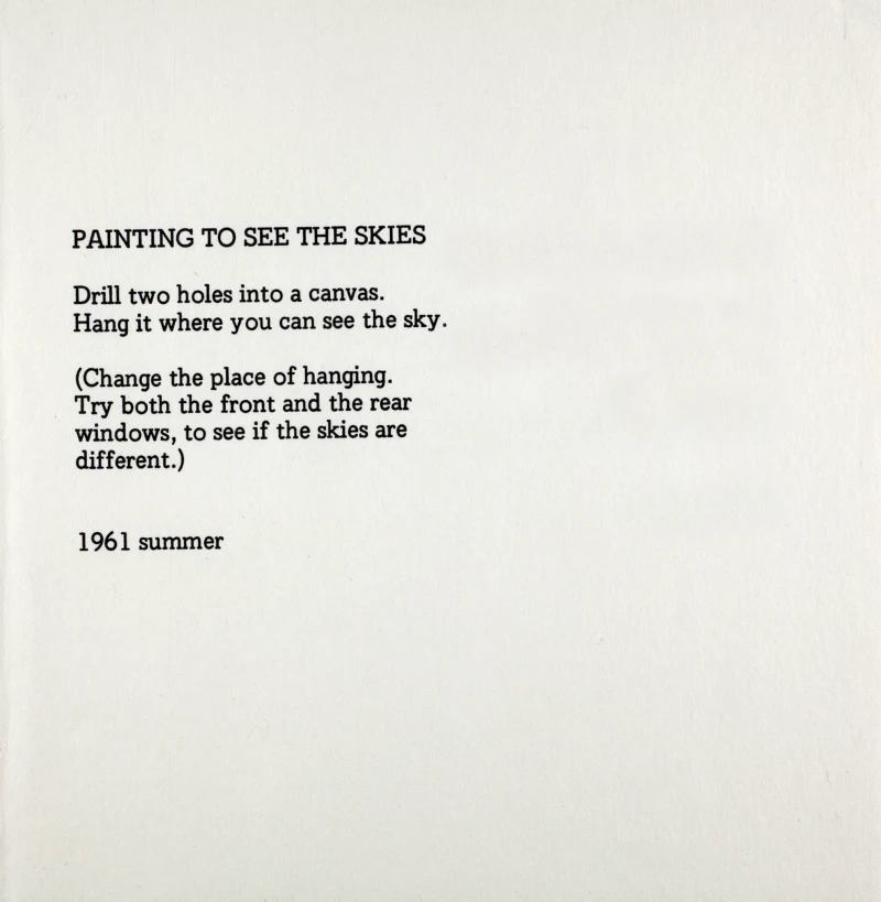 Yoko Ono’s Painting to See the Skies instruction page from Grapefruit