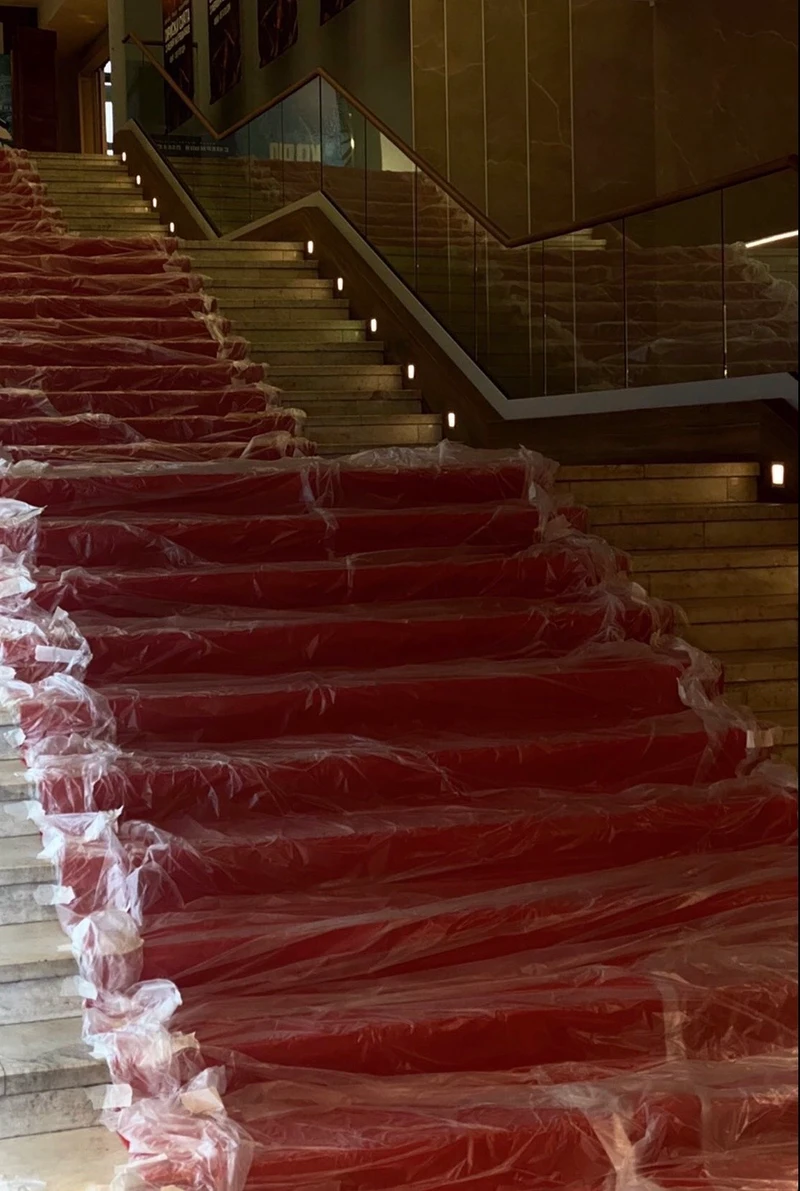 Plastic-covered staircase reference